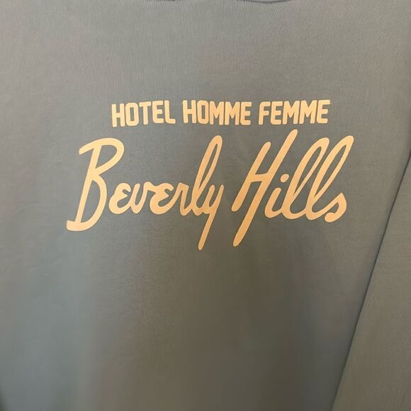 NWOT Men's Hotel Homme Femme Light Blue Graphic Hoodie Size XL - Picture 2 of 8